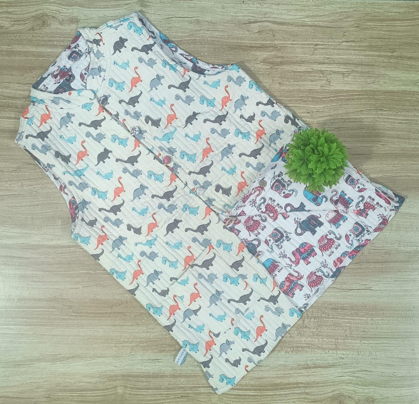 Elephant and Dinosaur Print Reversible Jacket for Women
