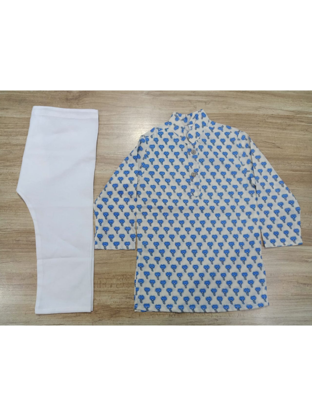 Boy's Printed Buti Full-Sleeves Kurta & Pyjama Set