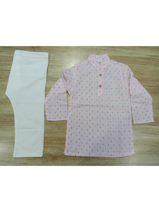 Boy's Cotton Doby Full-Sleeves Kurta & Pyjama Set