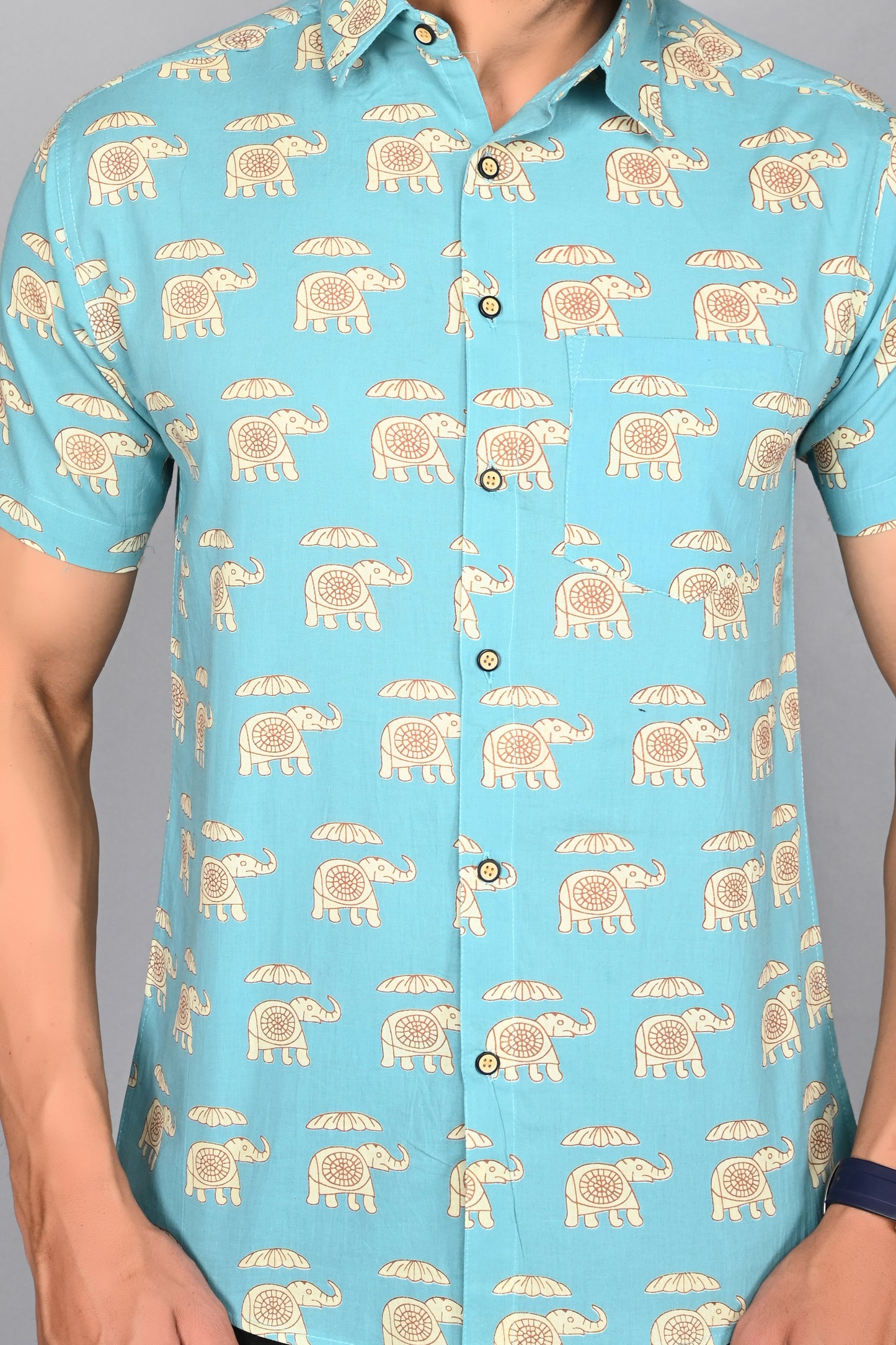 Men's Printed Elephant Half-Sleeves shirts