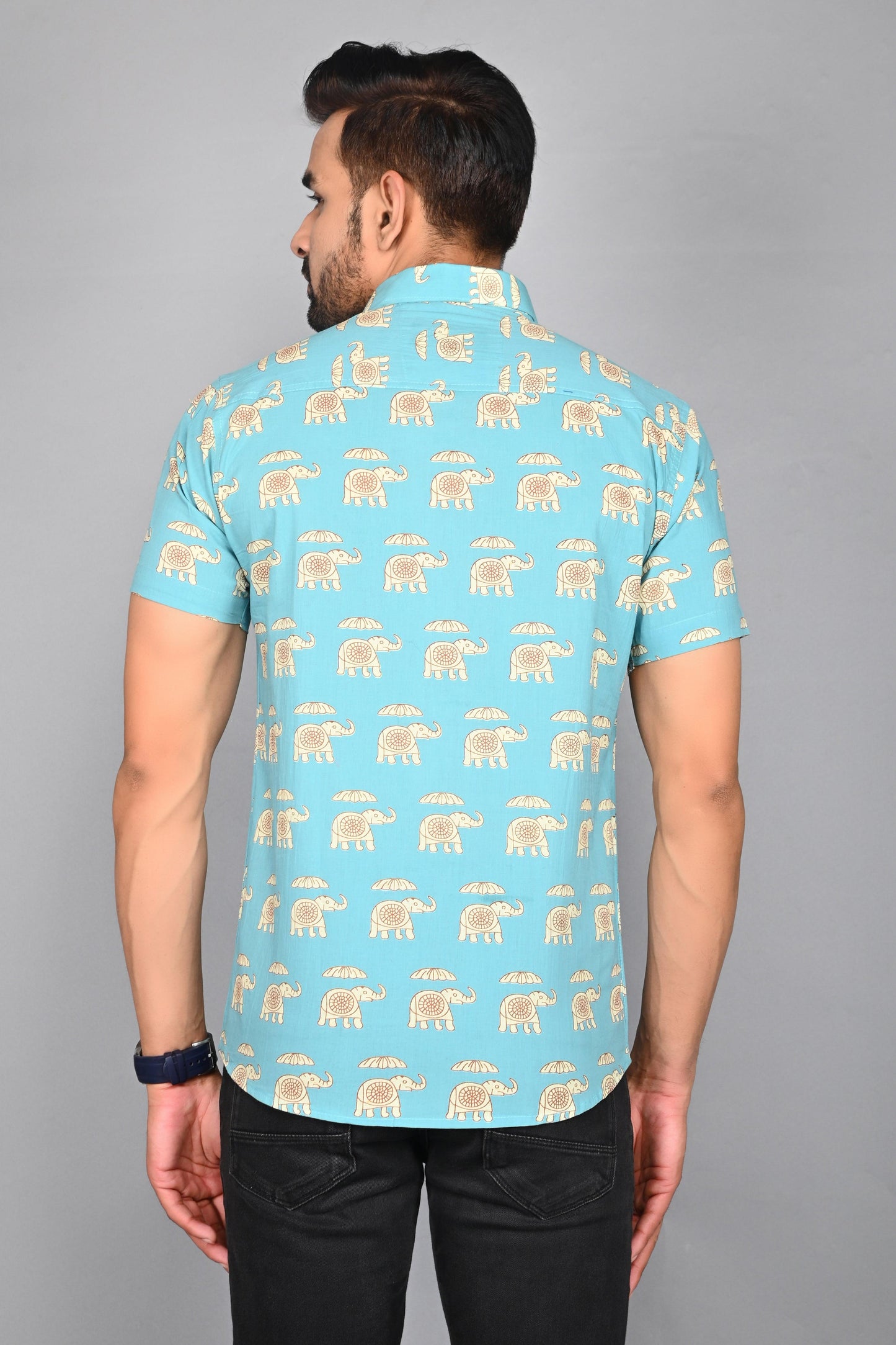 Men's Printed Elephant Half-Sleeves shirts