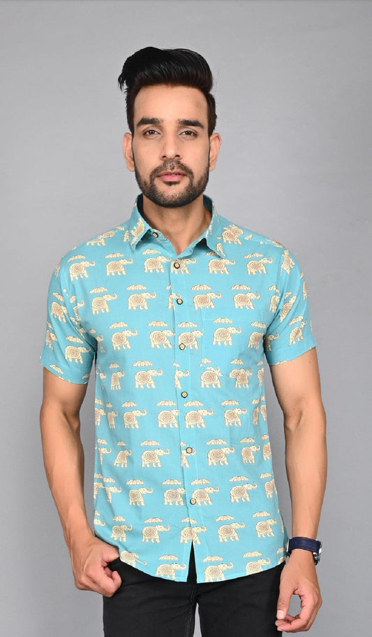 Men's Printed Elephant Half-Sleeves shirts