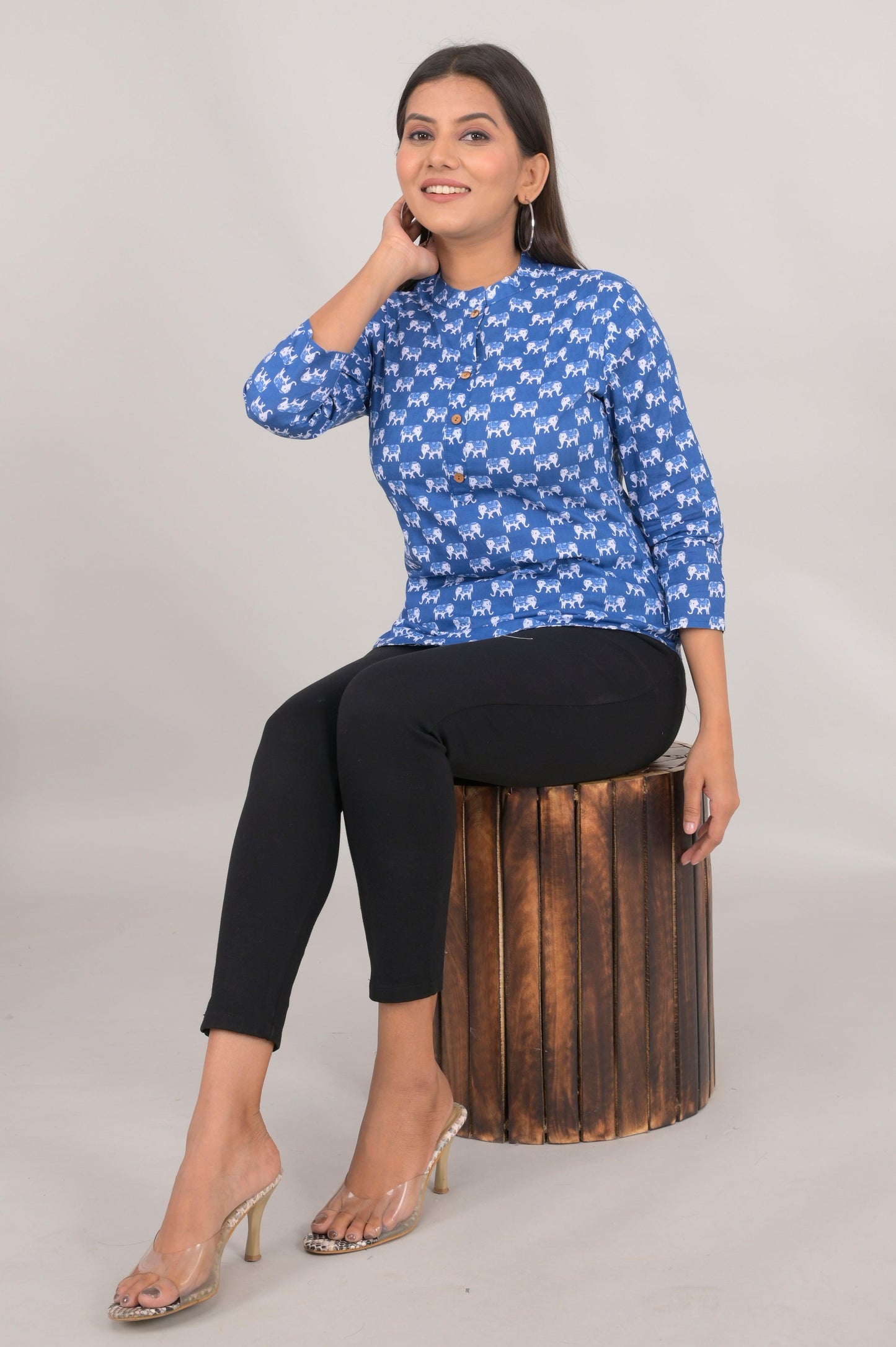 Women's Ethnic Elephant Printed Cotton Kurta