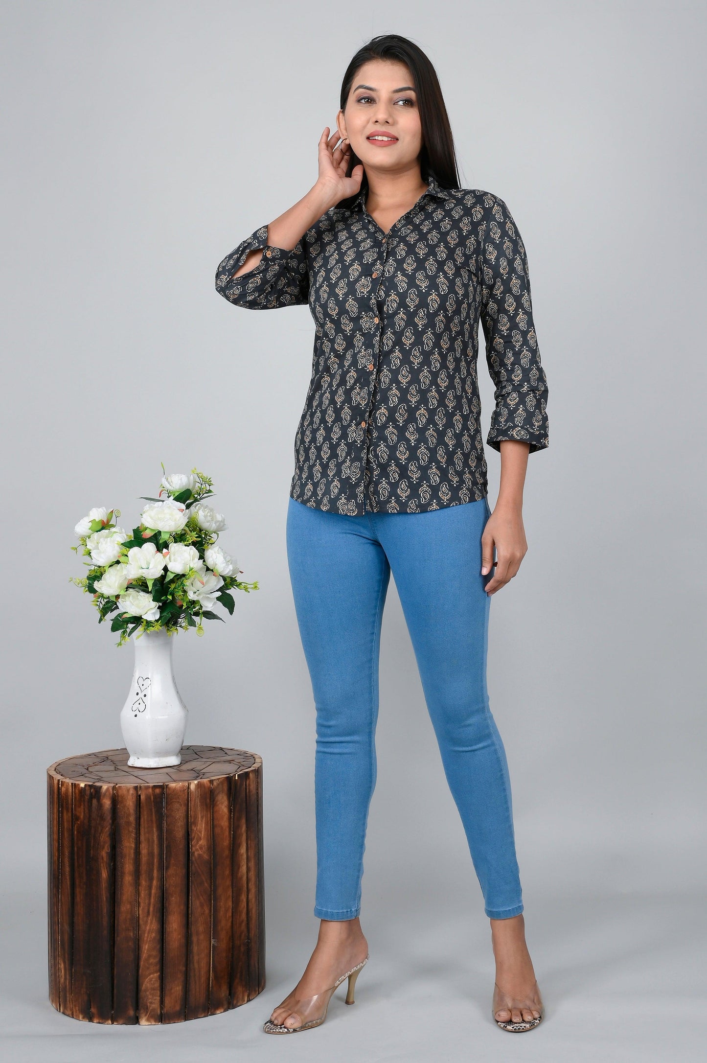 Women's Ethnic Buti Printed Shirts