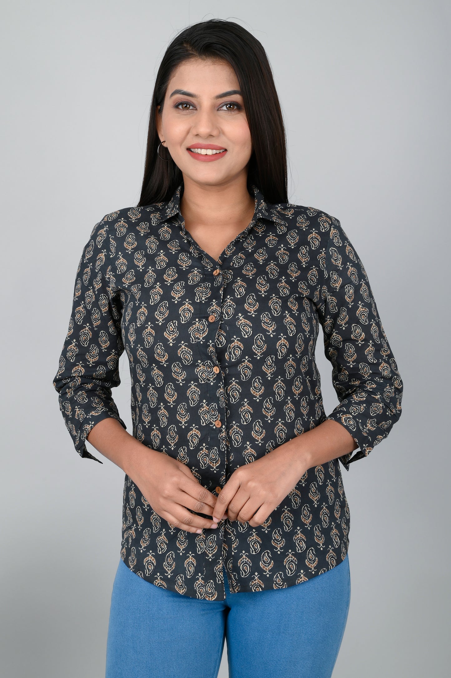 Women's Ethnic Buti Printed Shirts