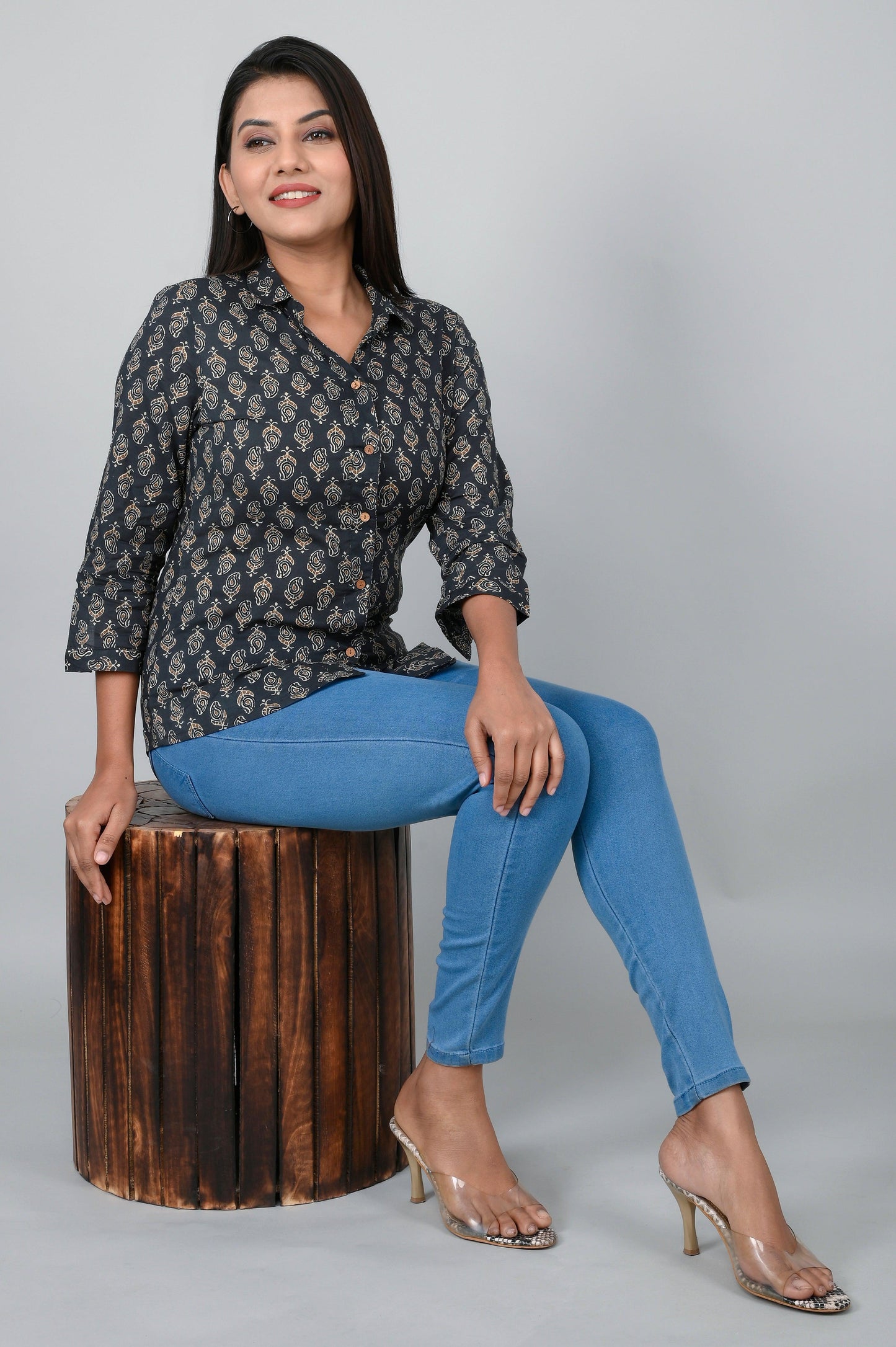 Women's Ethnic Buti Printed Shirts