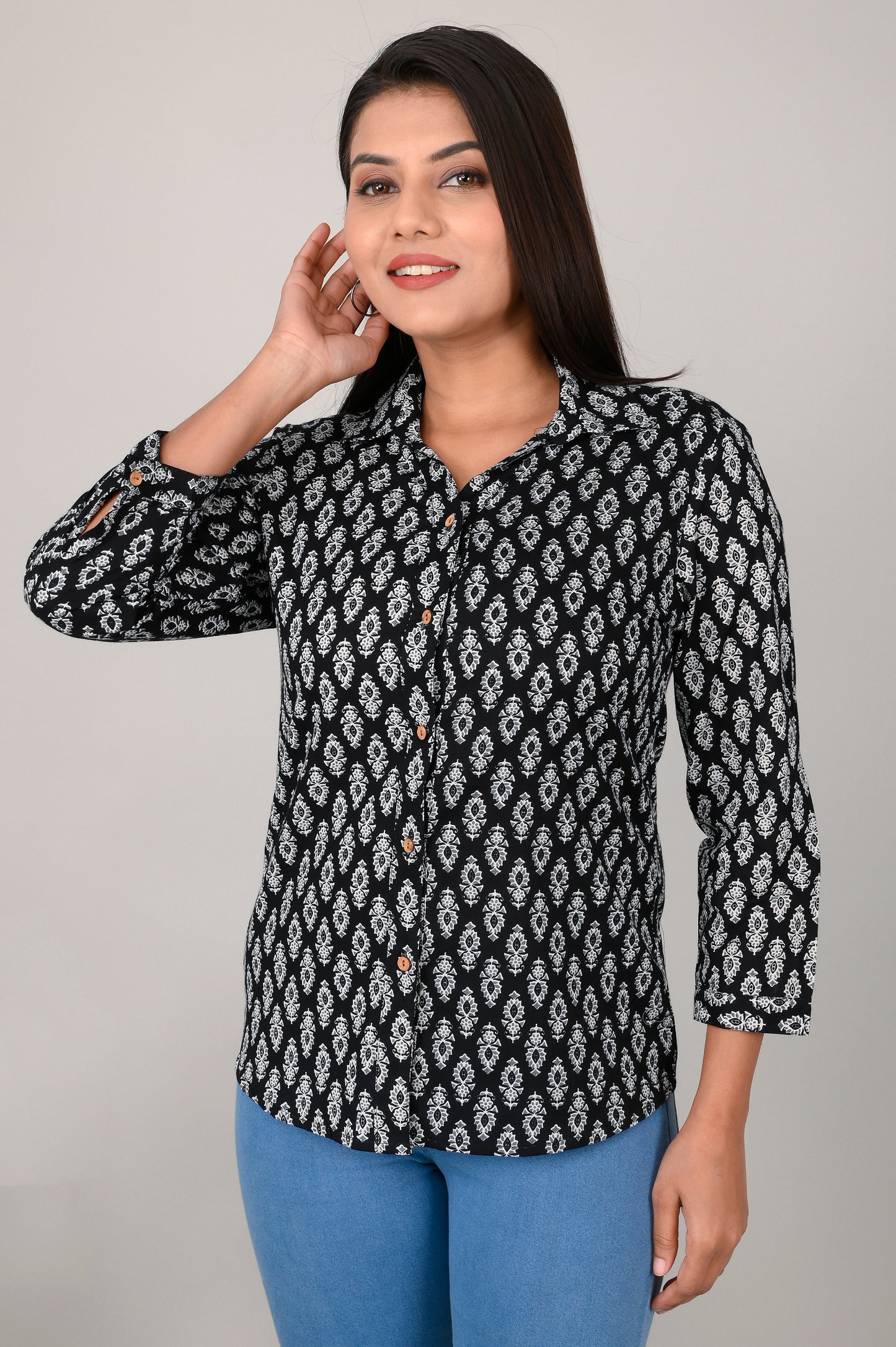 Women's Ethnic Buti Printed Shirts