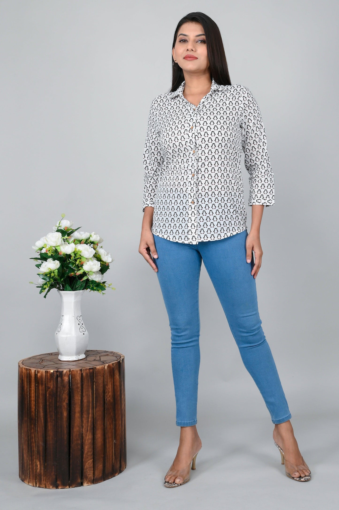 Women's Ethnic Penguin  Printed Shirts