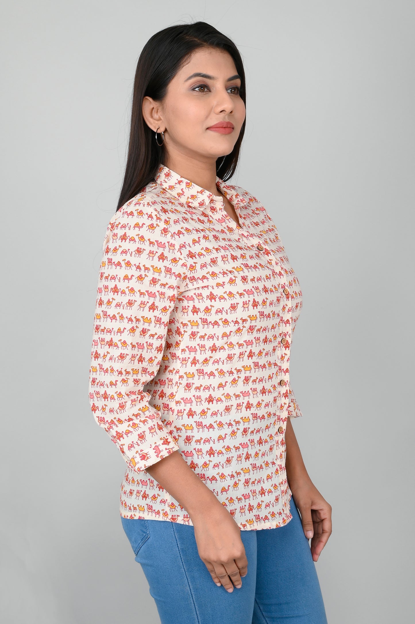Women's Ethnic Camel Printed Shirts