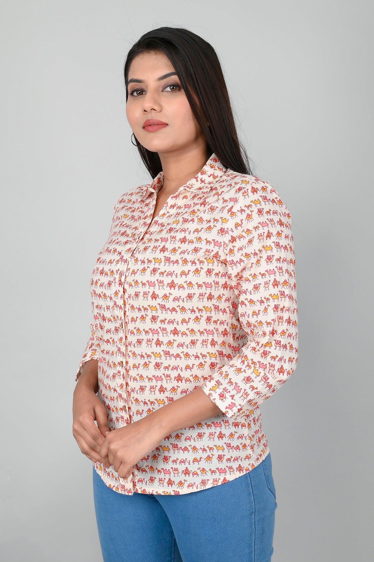 Women's Ethnic Camel Printed Shirts