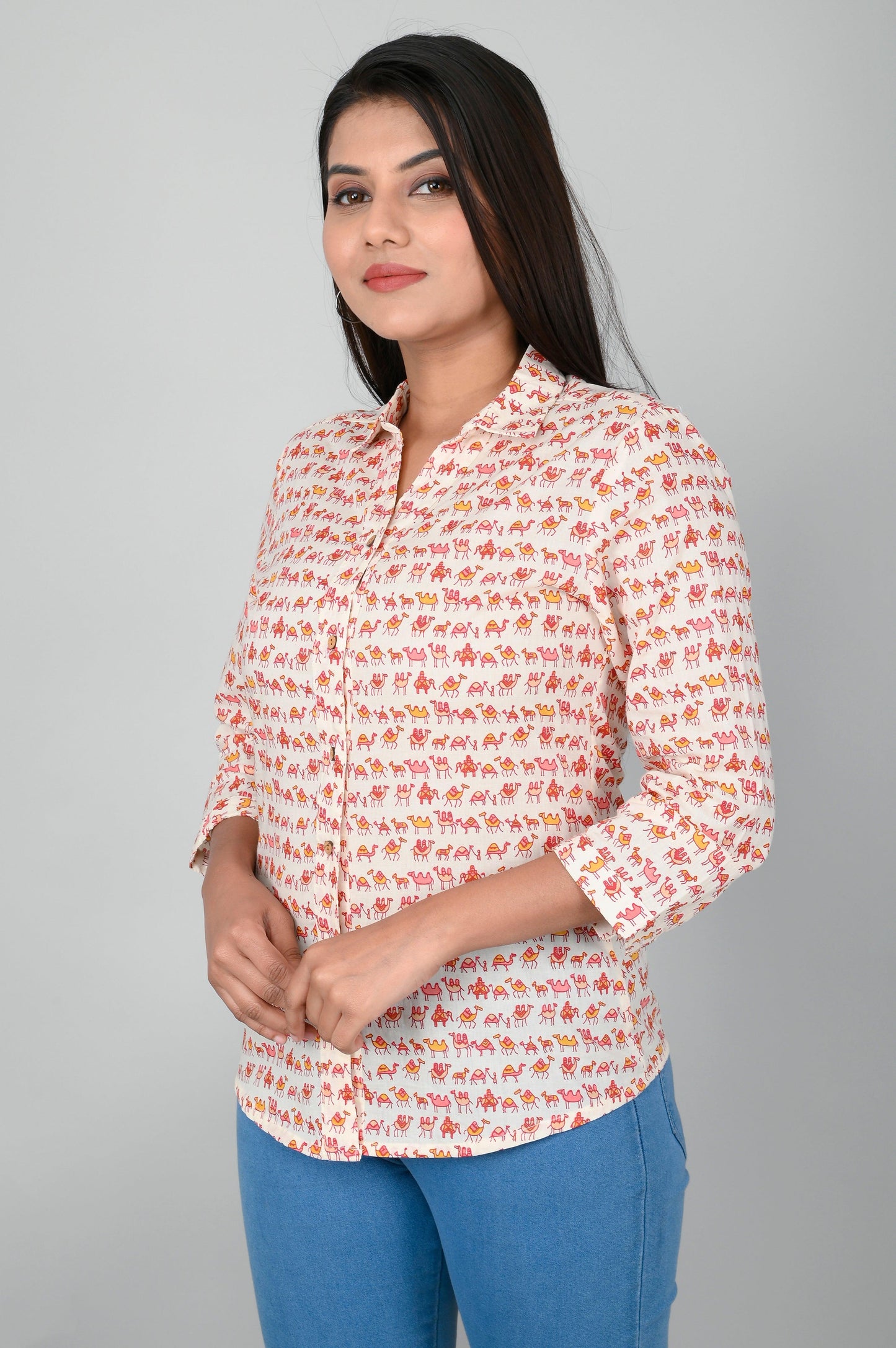 Women's Ethnic Camel Printed Shirts