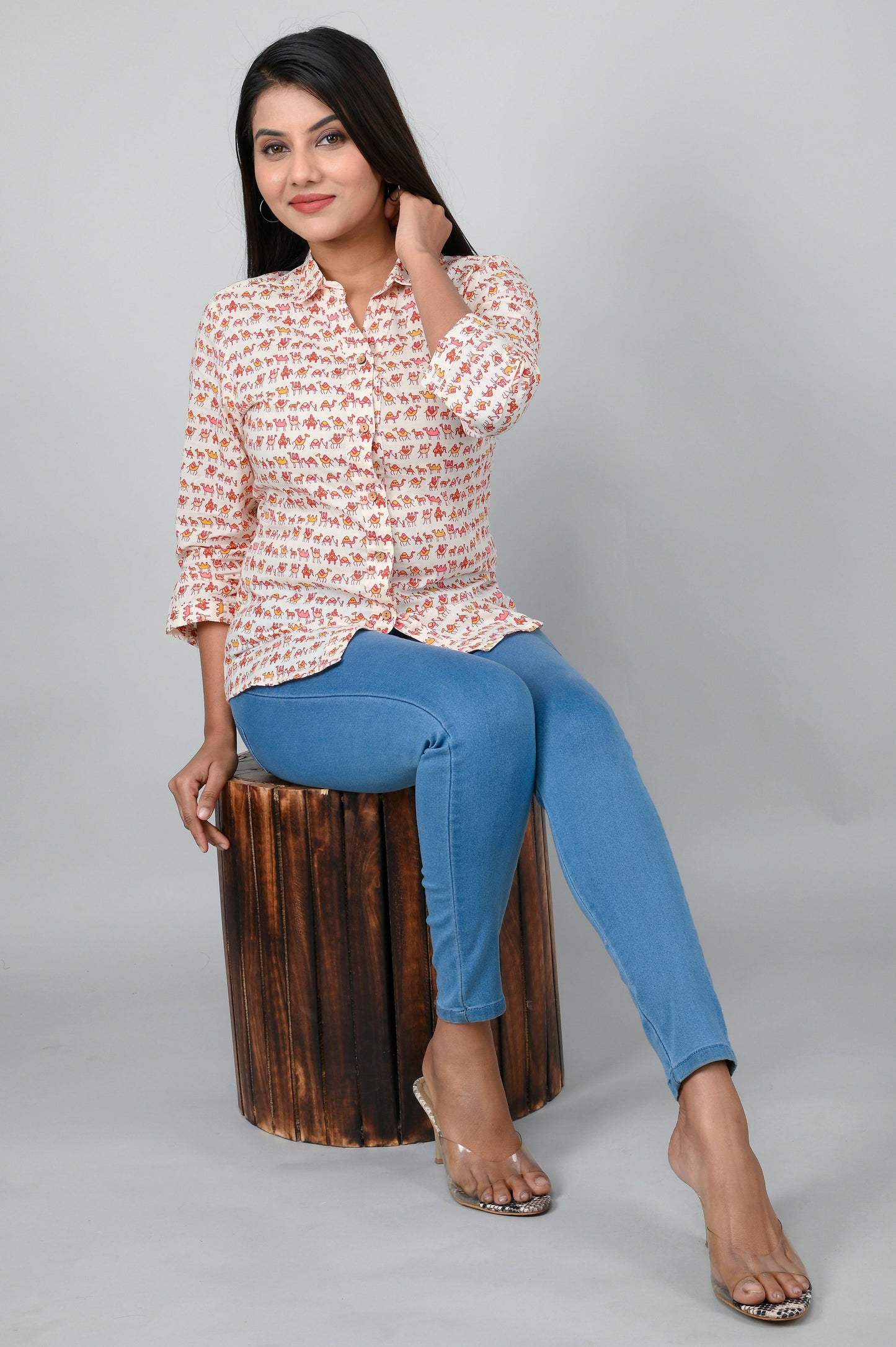Women's Ethnic Camel Printed Shirts