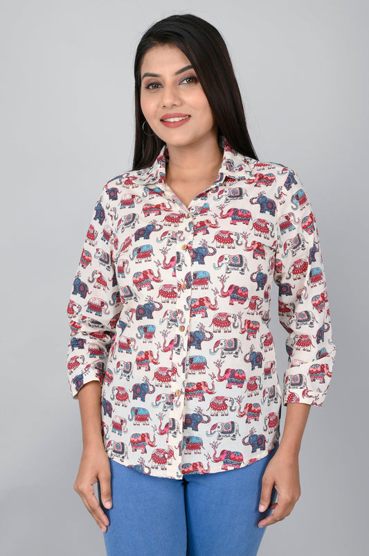 Women's Ethnic Elephant Printed Shirts