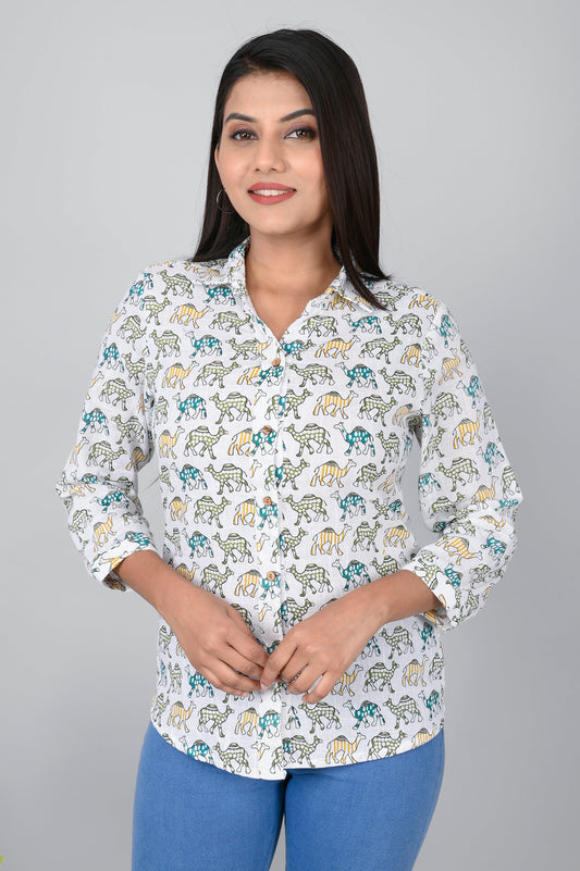 Women's Ethnic Camel Printed Shirts