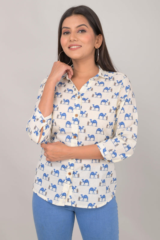 Women's Ethnic Camel Printed Shirts