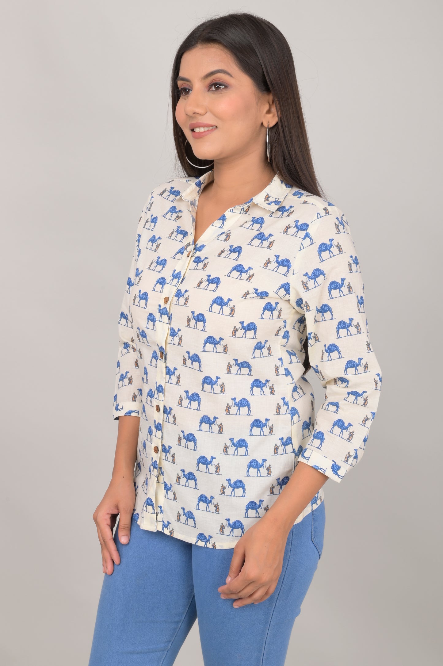 Women's Ethnic Camel Printed Shirts