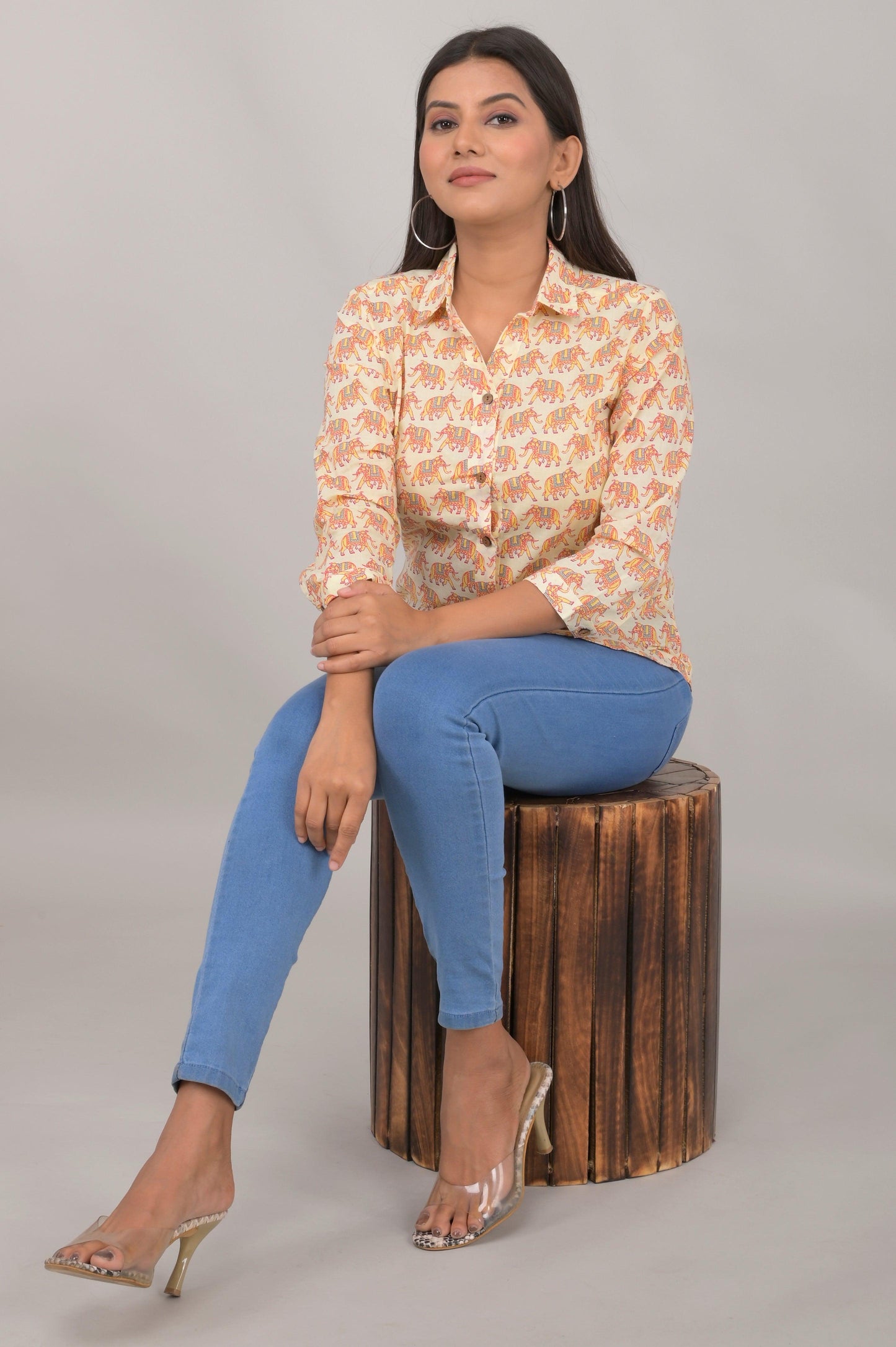 Women's Ethnic Elephant Printed Shirts