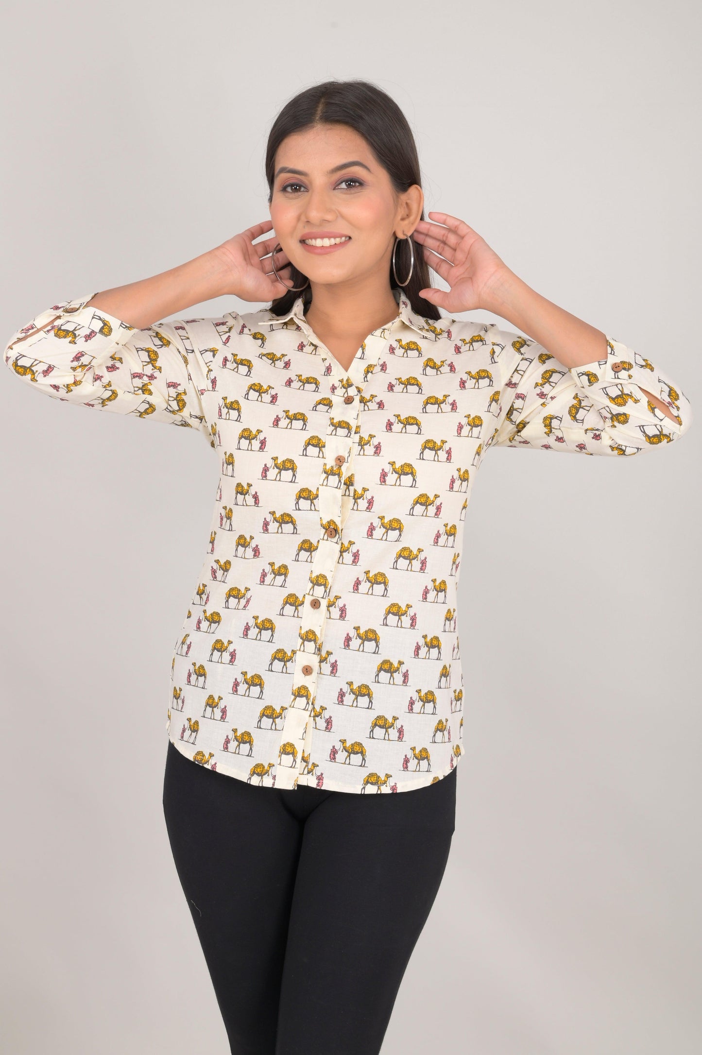 Women's Ethnic Elephant Printed Shirts
